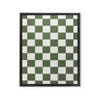 Soft Checkerboard Muted Green Framed Canvas Print Gallery Image 8