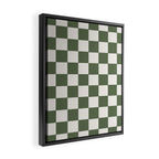 Soft Checkerboard Muted Green Framed Canvas Print Gallery Image 2