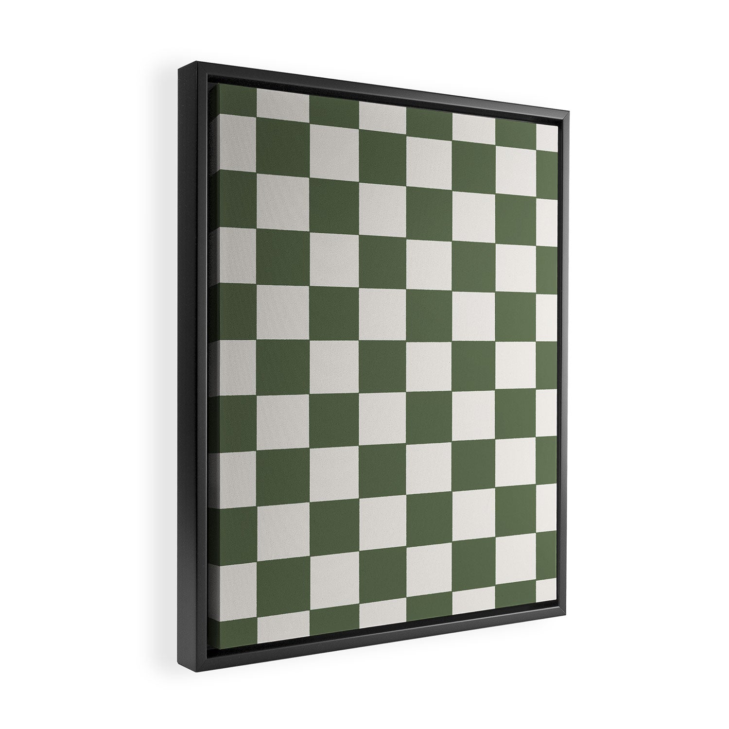 Soft Checkerboard Muted Green Framed Canvas Print Gallery Image 2
