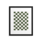 Soft Checkerboard Muted Green Framed Art Print Gallery Image 6
