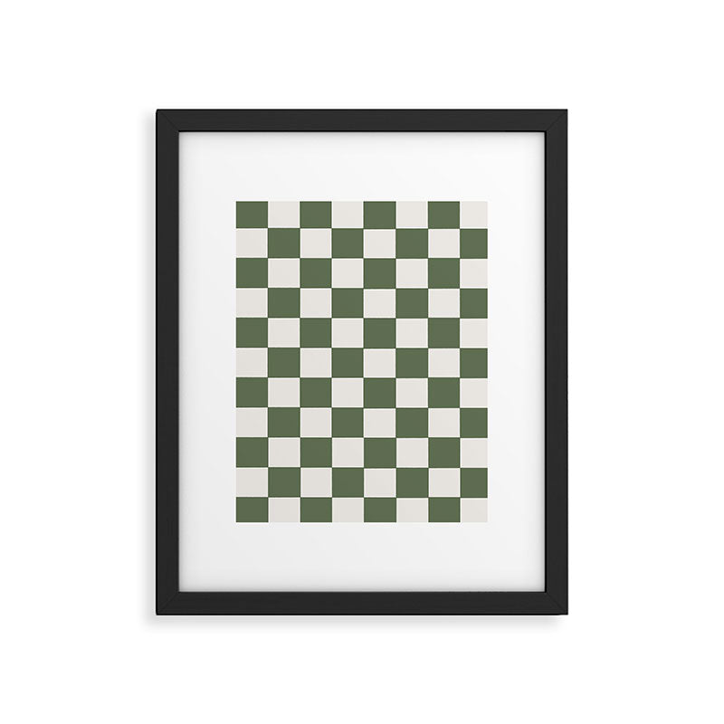 Soft Checkerboard Muted Green Framed Art Print Gallery Image 6