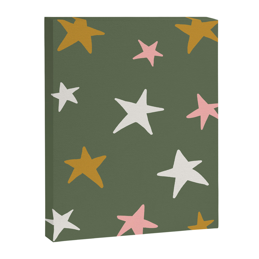 Stars Gold Cream Pink On Muted Green Canvas Print Gallery Image 8