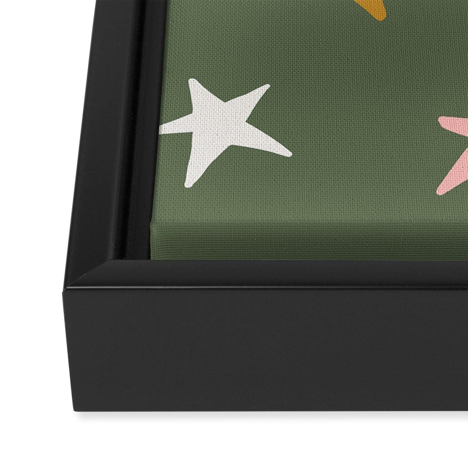 Stars Gold Cream Pink On Muted Green Framed Canvas Print Gallery Image 3