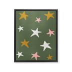 Stars Gold Cream Pink On Muted Green Framed Canvas Print Gallery Image 8