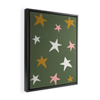 Stars Gold Cream Pink On Muted Green Framed Canvas Print Gallery Image 2