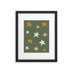 Stars Gold Cream Pink On Muted Green Framed Art Print Gallery Image 6