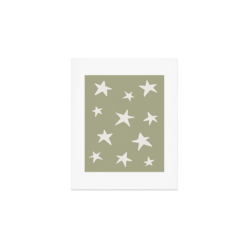 Stars Sage Green Art Print Gallery Image 1