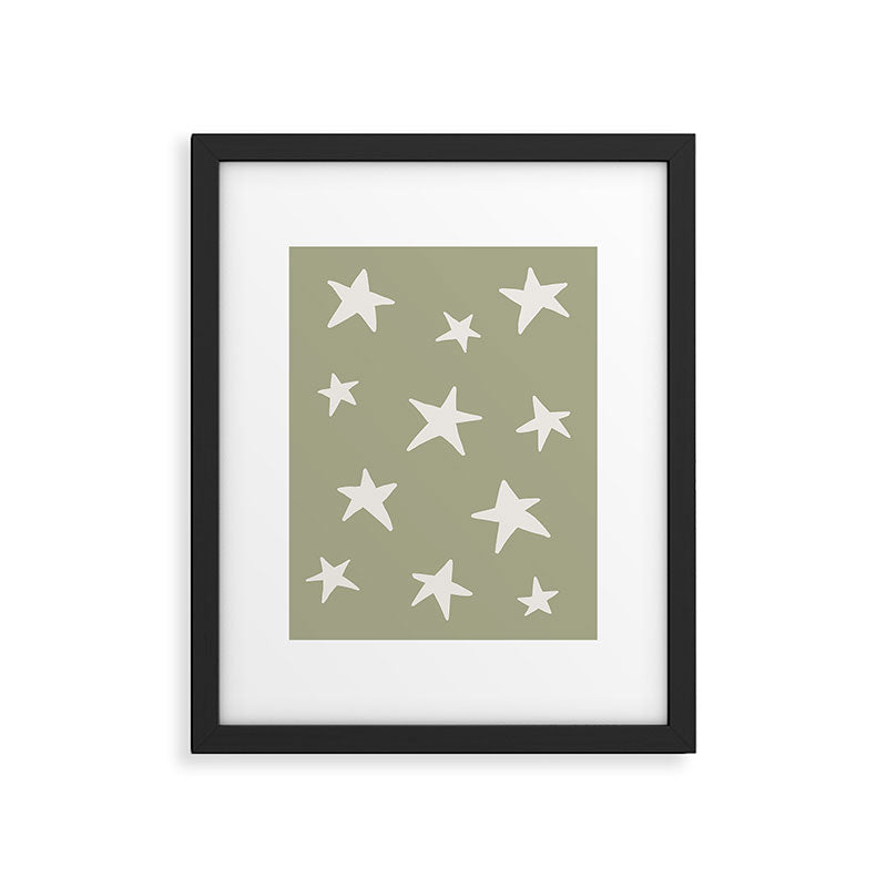 Stars Sage Green Framed Art Print Gallery Image 6