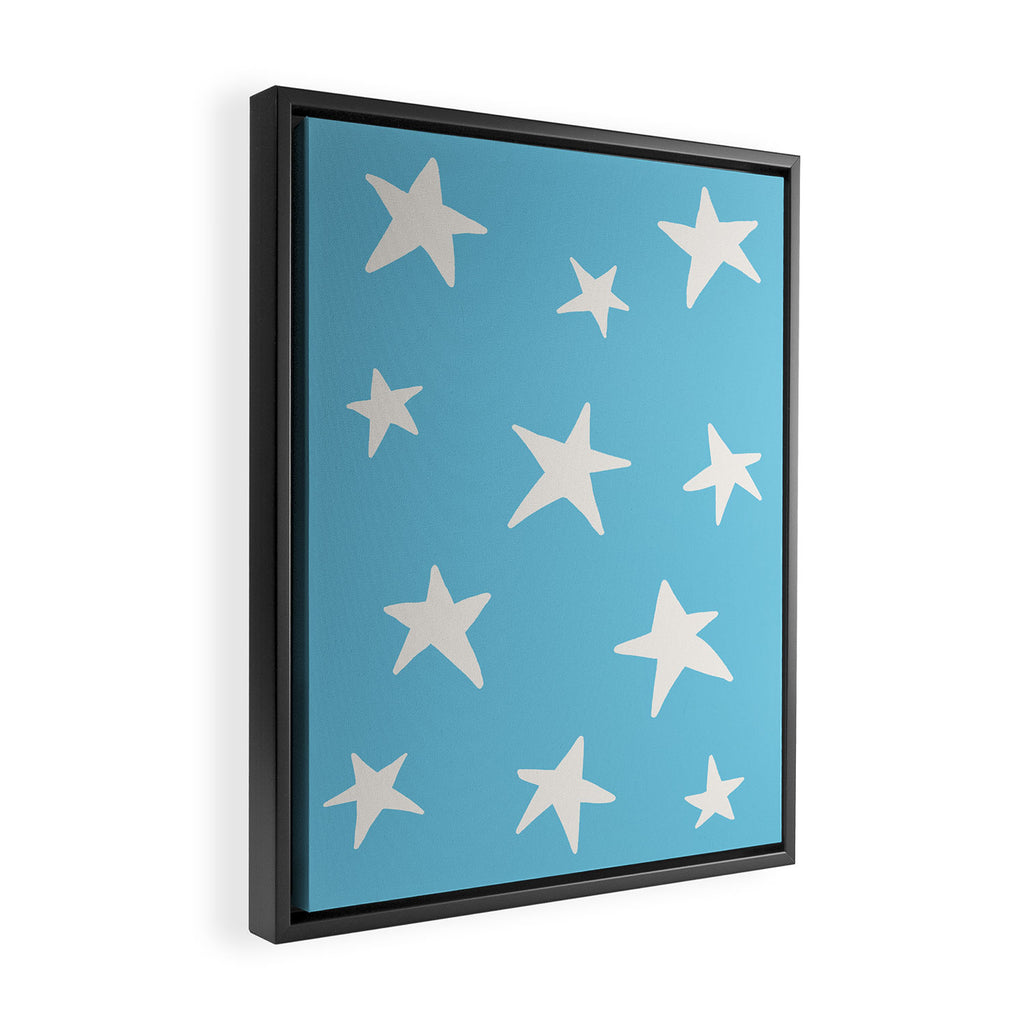 Stars Sky Blue Framed Canvas Print Gallery Image 2