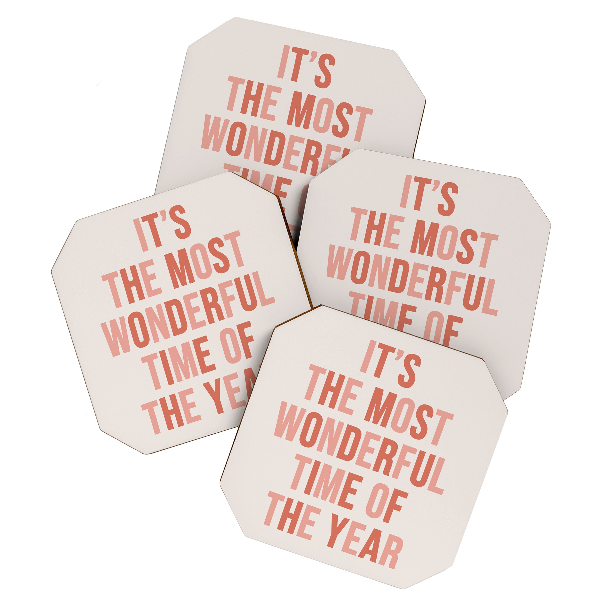 The Most Wonderful Time Of The Year Warm Pink Coaster Gallery Image 1