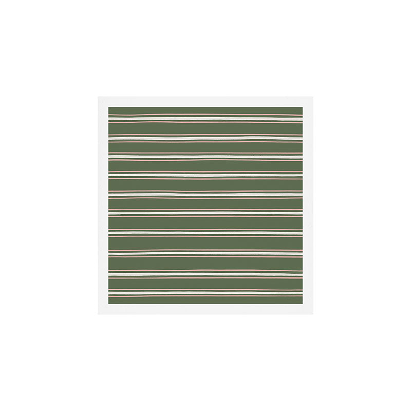 Triple Stripe Pattern Muted Green, Cream, Pink Art Print Gallery Image 1