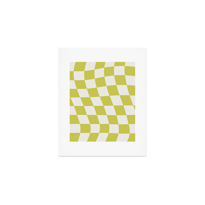Warped Check Pattern Lime Art Print Gallery Image 1