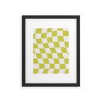 Warped Check Pattern Lime Framed Art Print Gallery Image 6
