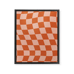 Warped Check Pattern Pumpkin Peach Framed Canvas Print Gallery Image 8