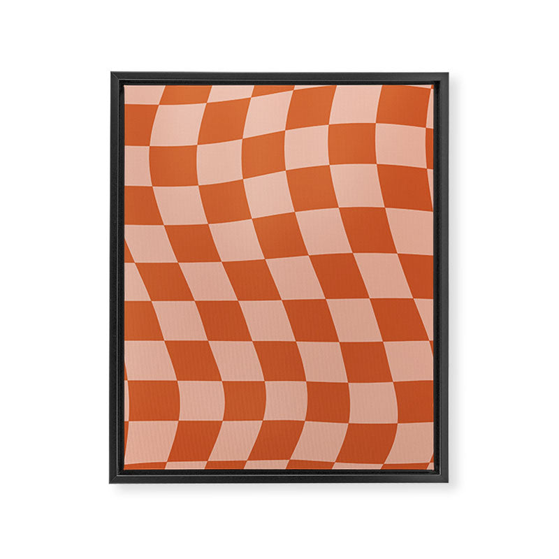 Warped Check Pattern Pumpkin Peach Framed Canvas Print Gallery Image 8