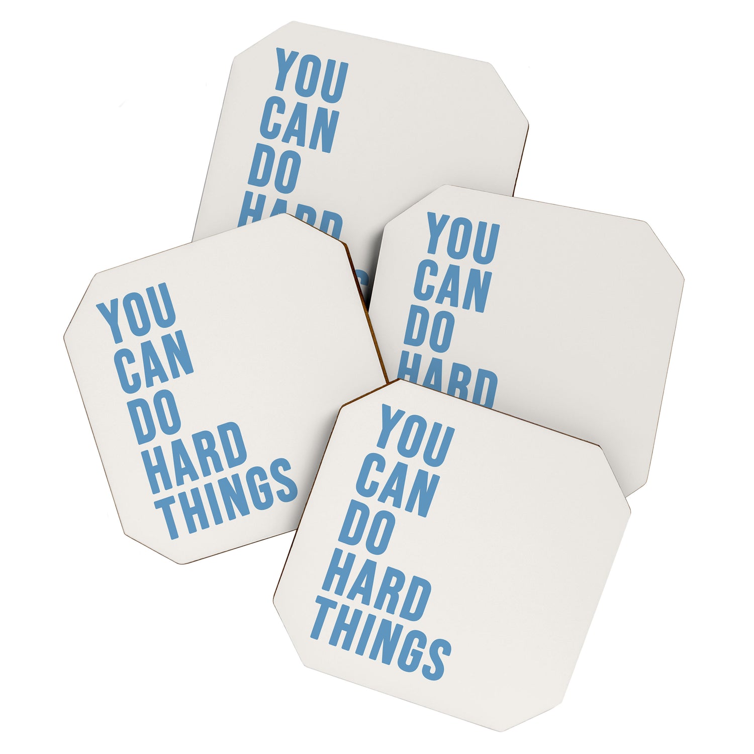 You Can Do Hard Things Cream & Blue Coaster Gallery Image 1