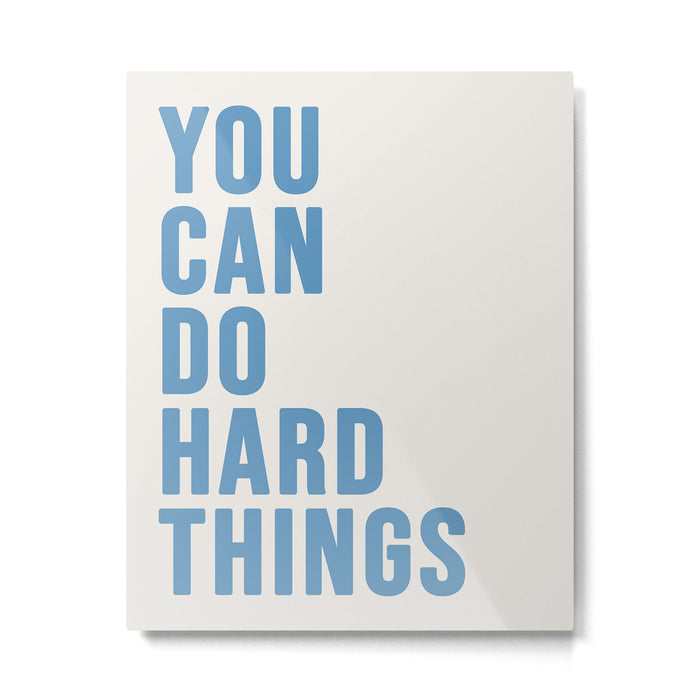 You Can Do Hard Things Cream & Blue Metal Print Gallery Image 1