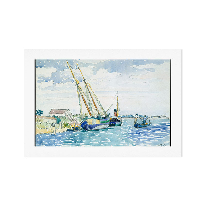 Boats Near Venice by Henri-Edmond Cross Art Print Gallery Image 1