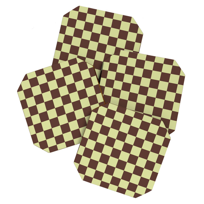 Chocolate x Pistachio Cream Mixed Checker Coaster Gallery Image 1