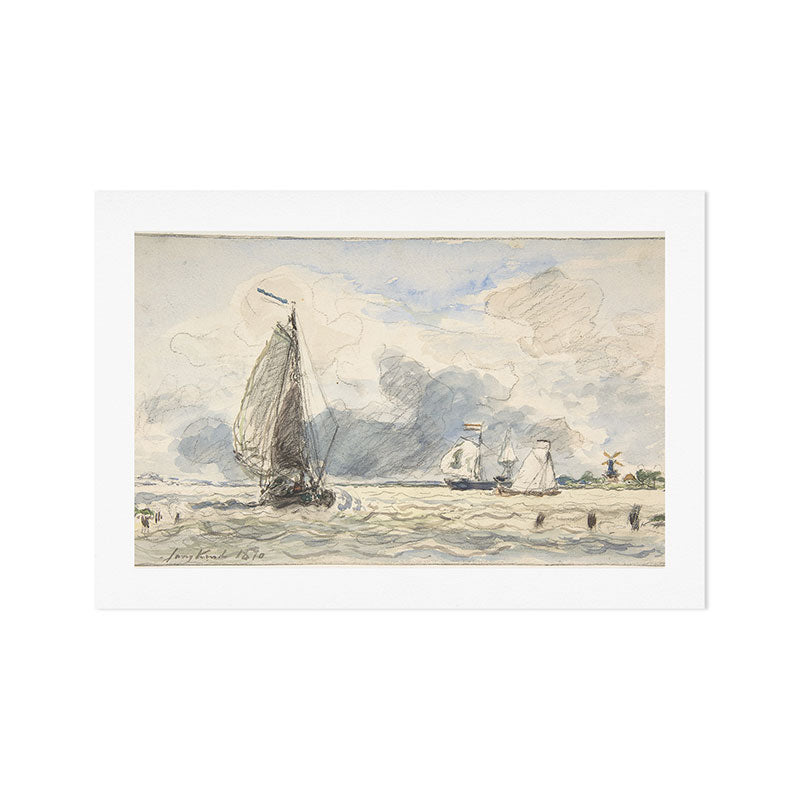 Dutch Fishing Boats by Johan Barthold Jongkind Art Print Gallery Image 1