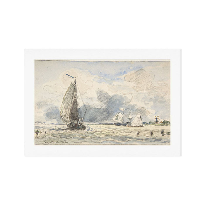 Dutch Fishing Boats by Johan Barthold Jongkind Art Print Gallery Image 1