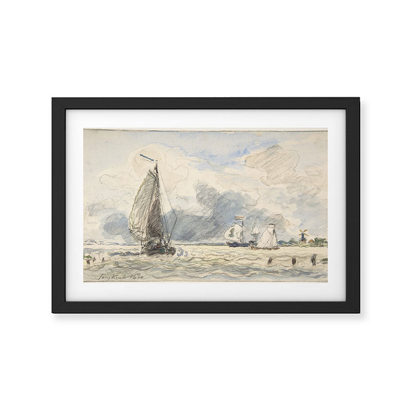 Dutch Fishing Boats by Johan Barthold Jongkind Framed Art Print Gallery Image 2