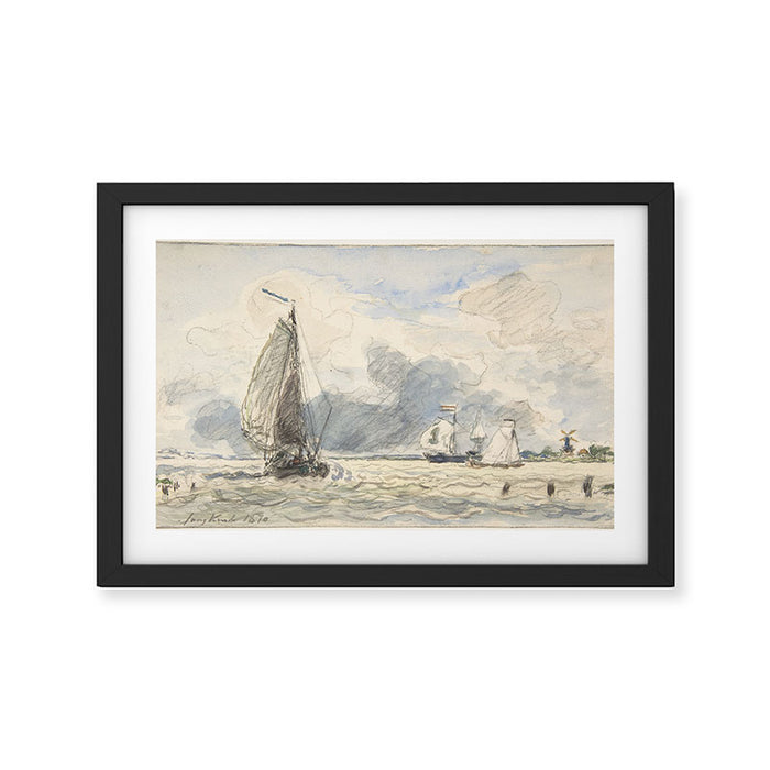 Dutch Fishing Boats by Johan Barthold Jongkind Framed Art Print Gallery Image 1