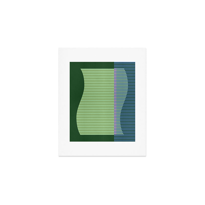Green Striped Abstract Shape Art Print Gallery Image 1