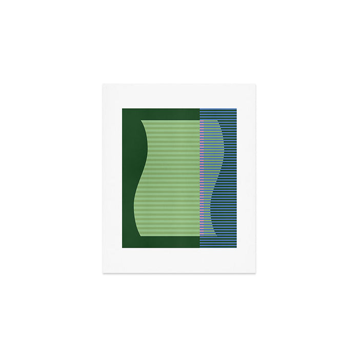 Green Striped Abstract Shape Art Print Gallery Image 1