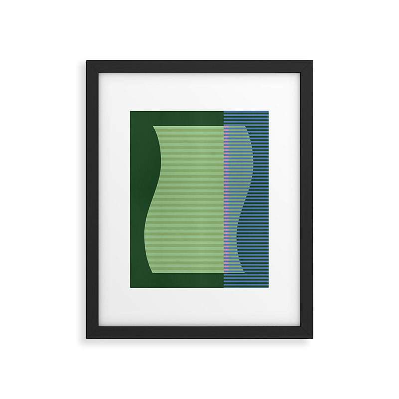 Green Striped Abstract Shape Framed Art Print Gallery Image 5