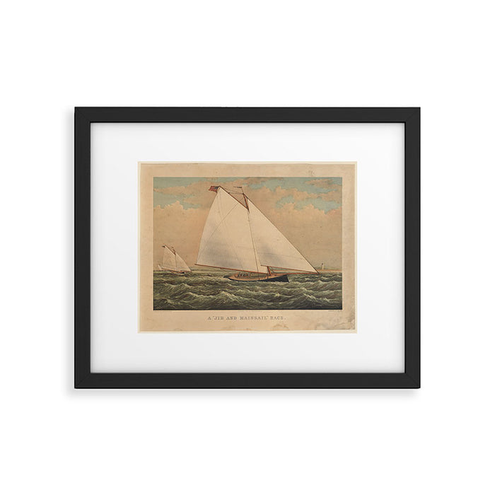 Jib and Mainsail Race by  Currier and Ives Framed Art Print Gallery Image 1