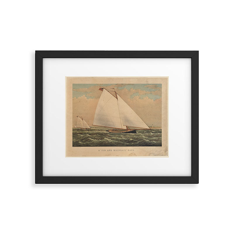 Jib and Mainsail Race by  Currier and Ives Framed Art Print Gallery Image 5