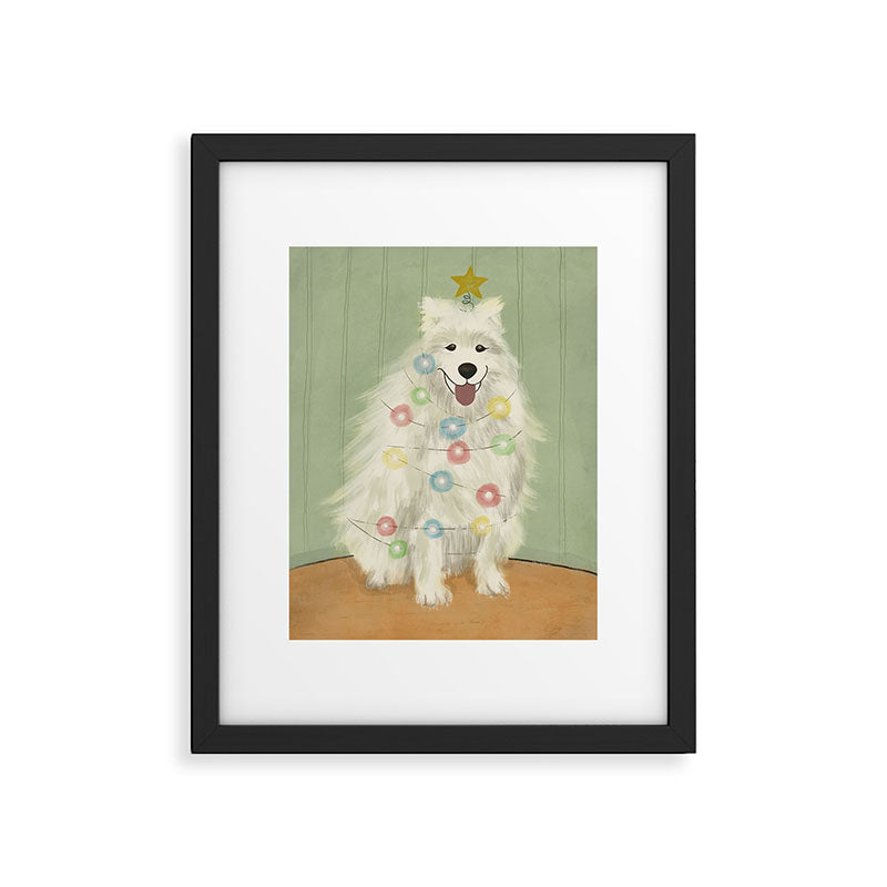 Lit up Holiday Samoyed Framed Art Print Gallery Image 5