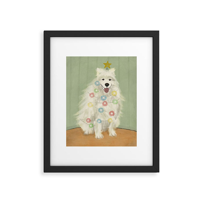 Lit up Holiday Samoyed Framed Art Print Gallery Image 1