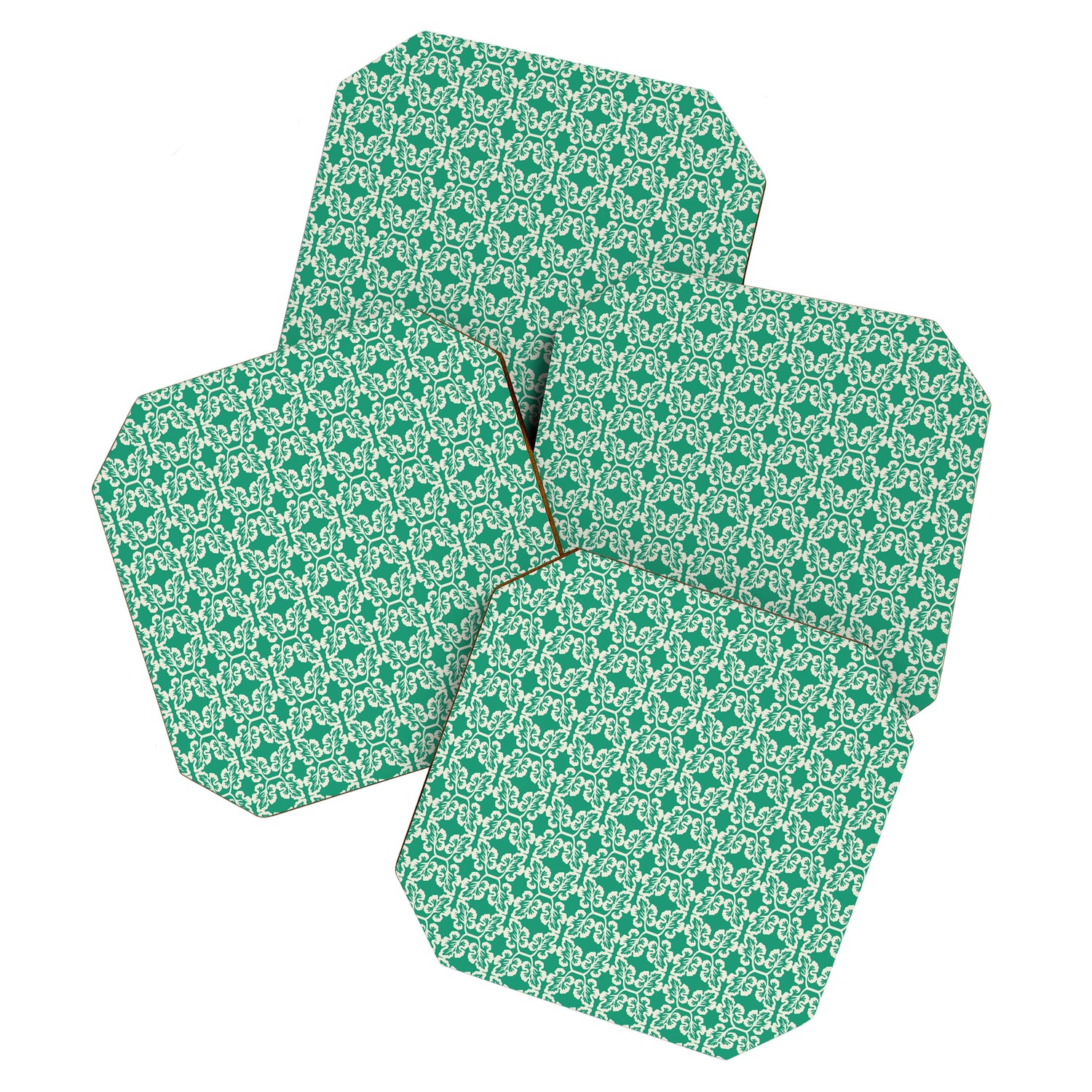 Mint Green Leaf Motif Coaster Gallery Image 1