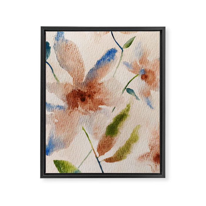 Peach Clematis Framed Canvas Print Gallery Image 1