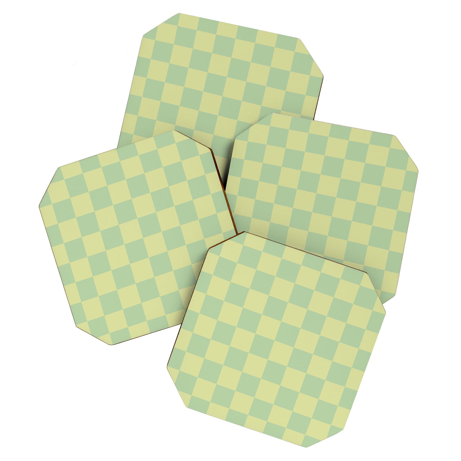 Pistachio Cream x Cool Pistachio Mixed Checker Coaster Gallery Image 1