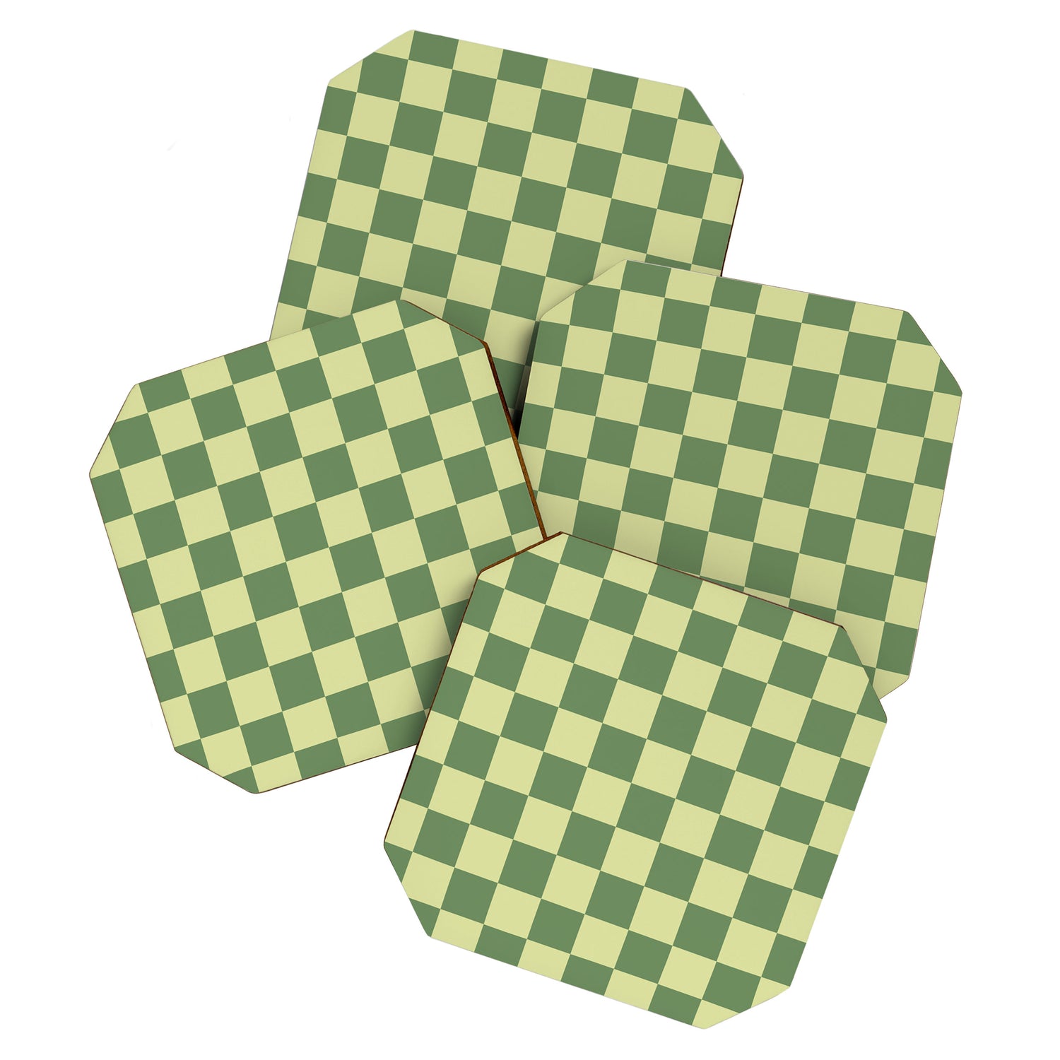 Pistachio Cream x Sea Glass Mixed Checker Coaster Gallery Image 1
