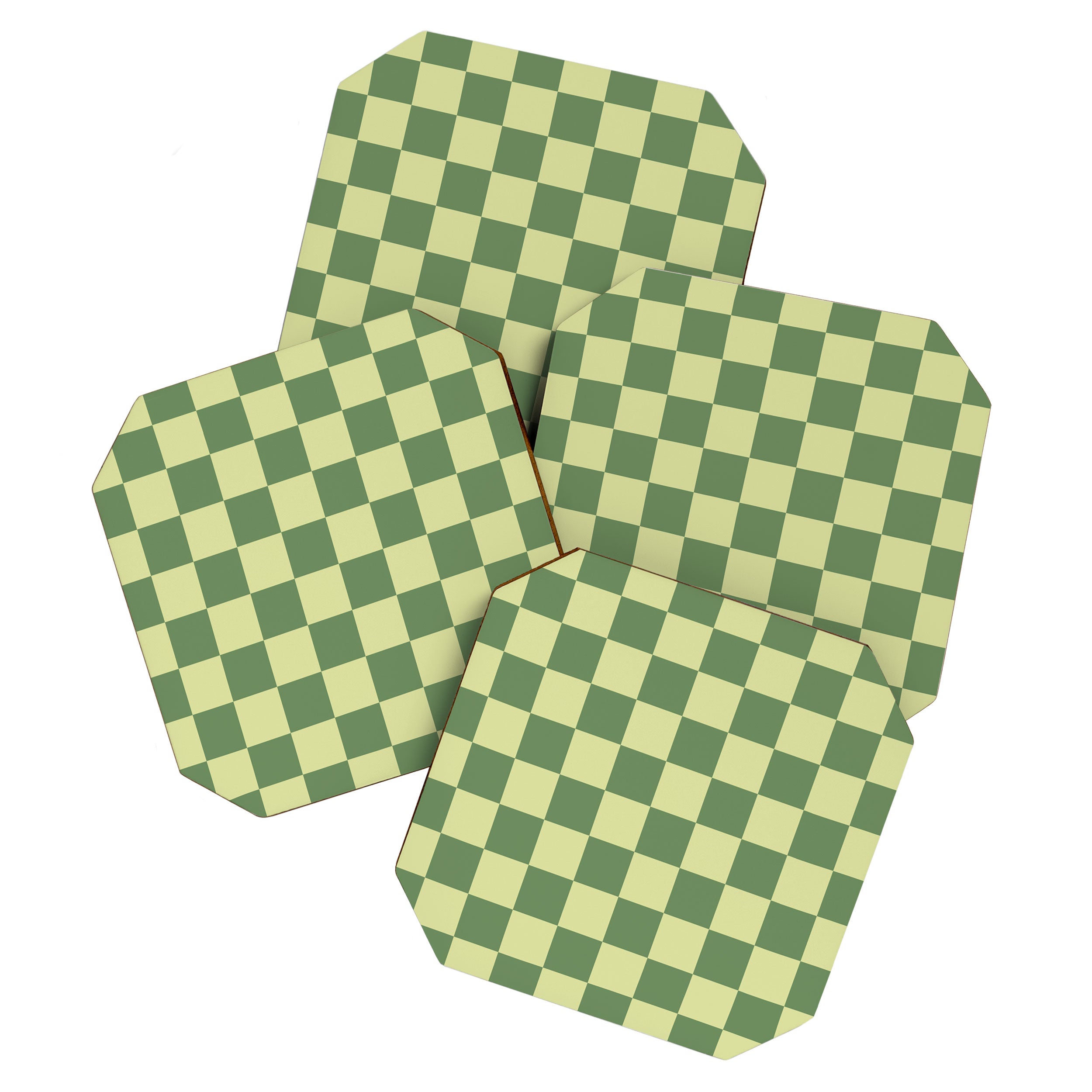 Pistachio Cream x Sea Glass Mixed Checker Coaster Gallery Image 1