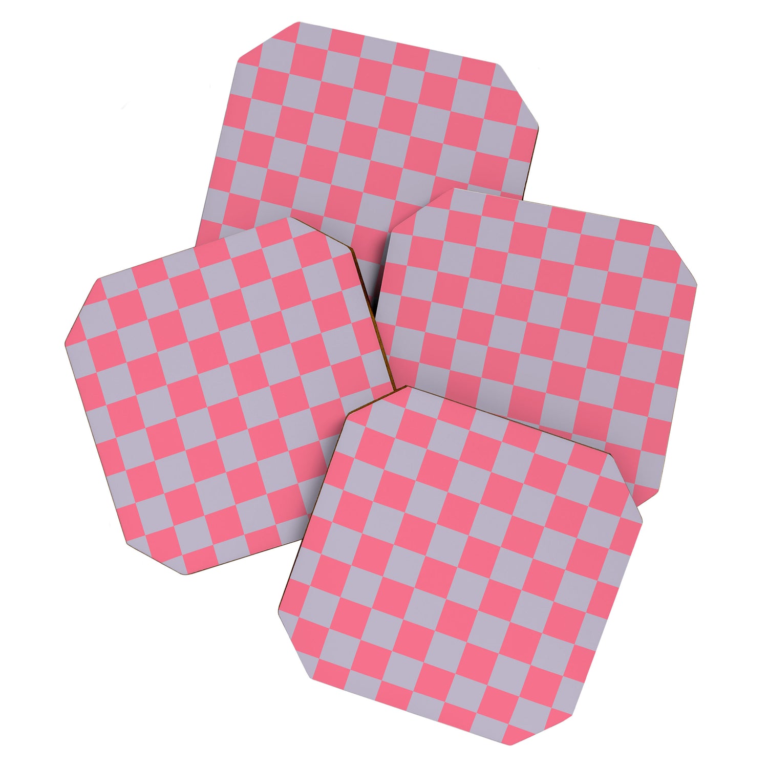 Retro Pink x Powdered Lavender Mixed Checker Coaster Gallery Image 1