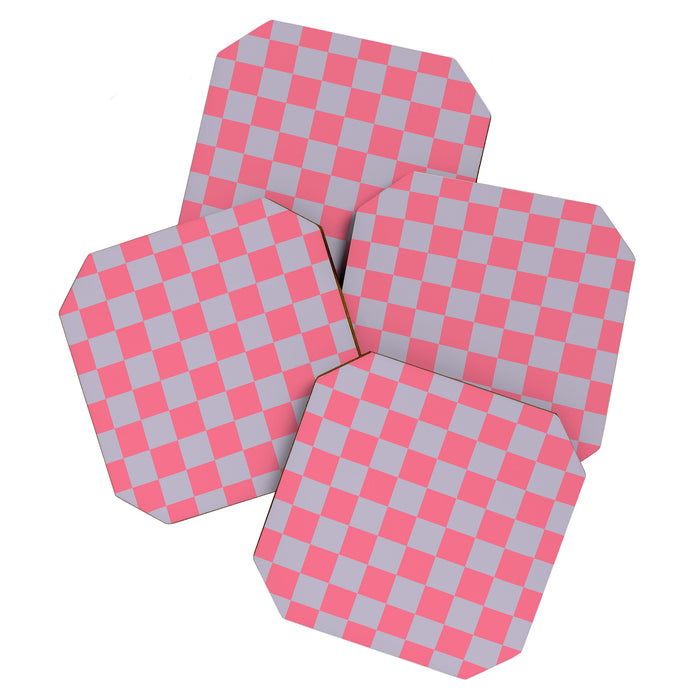 Retro Pink x Powdered Lavender Mixed Checker Coaster Gallery Image 1