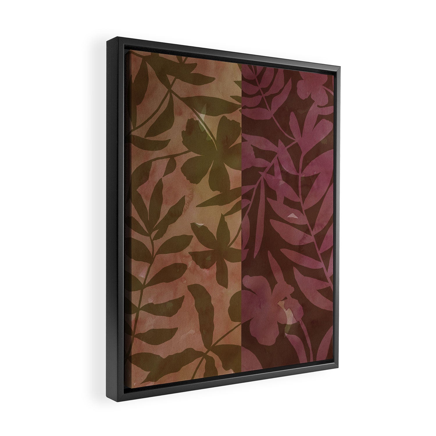 Reverse Floral Maroon Framed Canvas Print Gallery Image 2