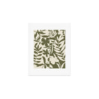 Reverse Floral Olive Green Art Print Gallery Image 1