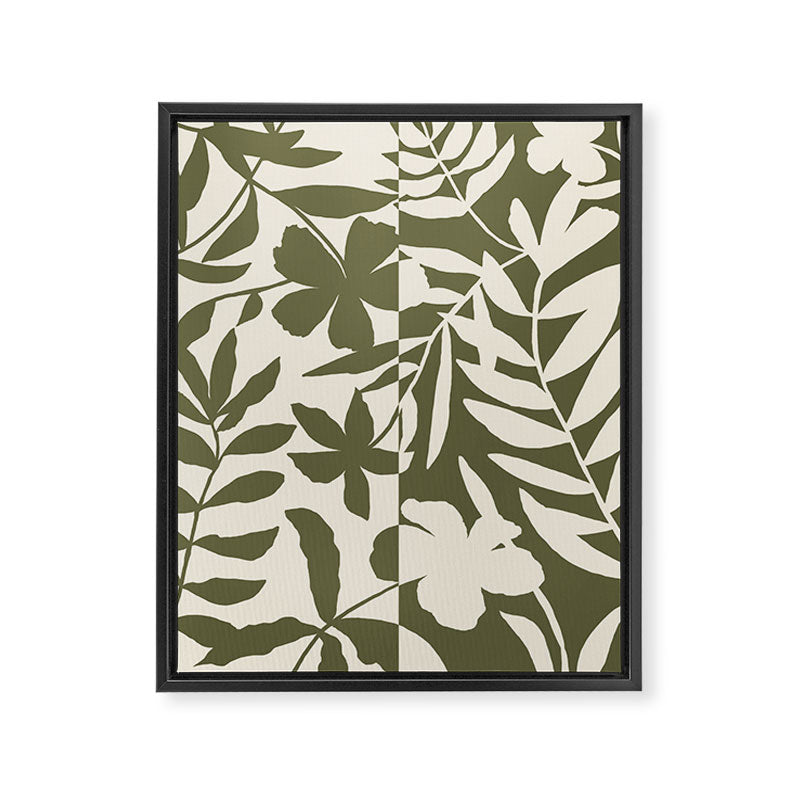 Reverse Floral Olive Green Framed Canvas Print Gallery Image 8