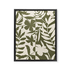 Reverse Floral Olive Green Framed Canvas Print Gallery Image 8