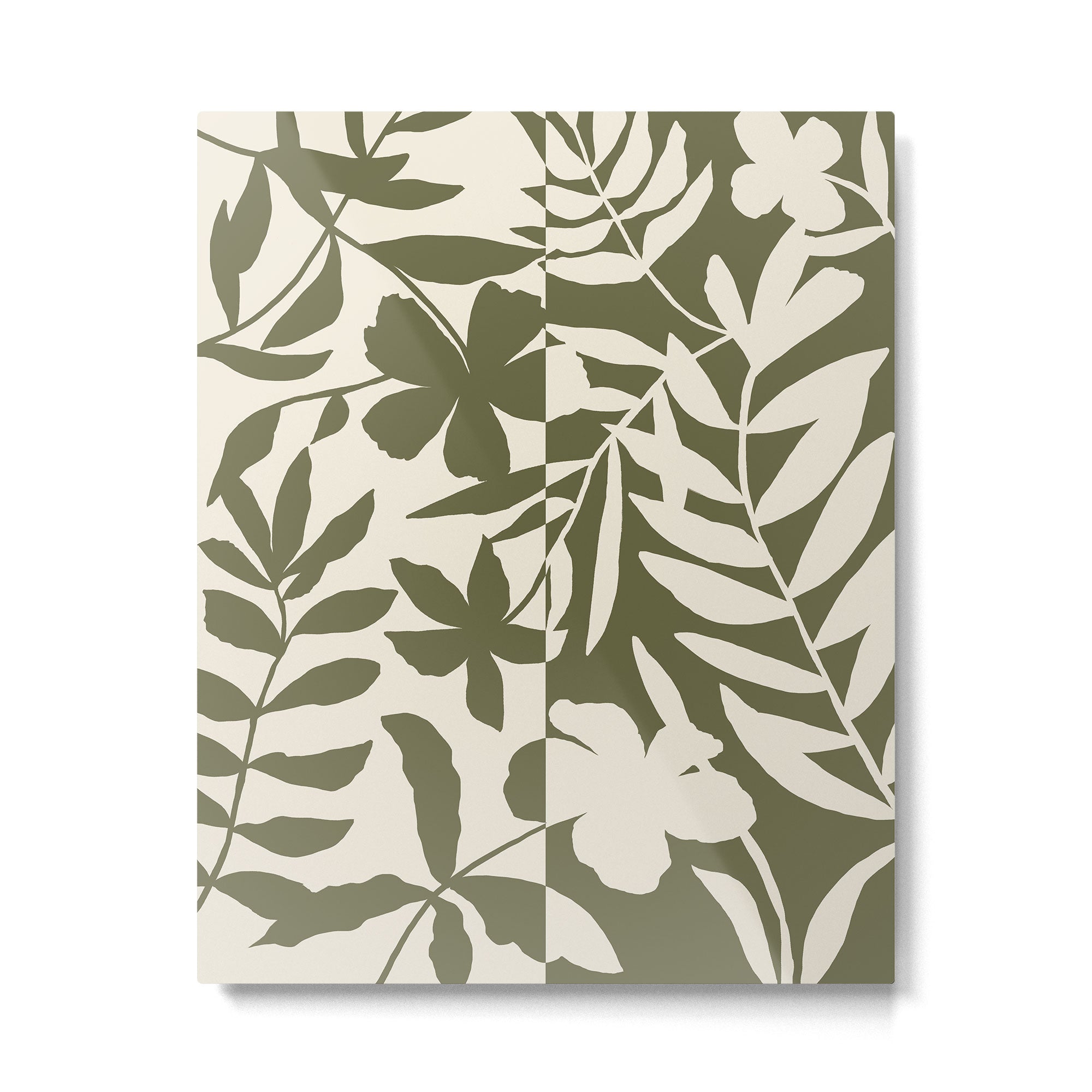 Reverse Floral Olive Green Metal Print Gallery Image 6