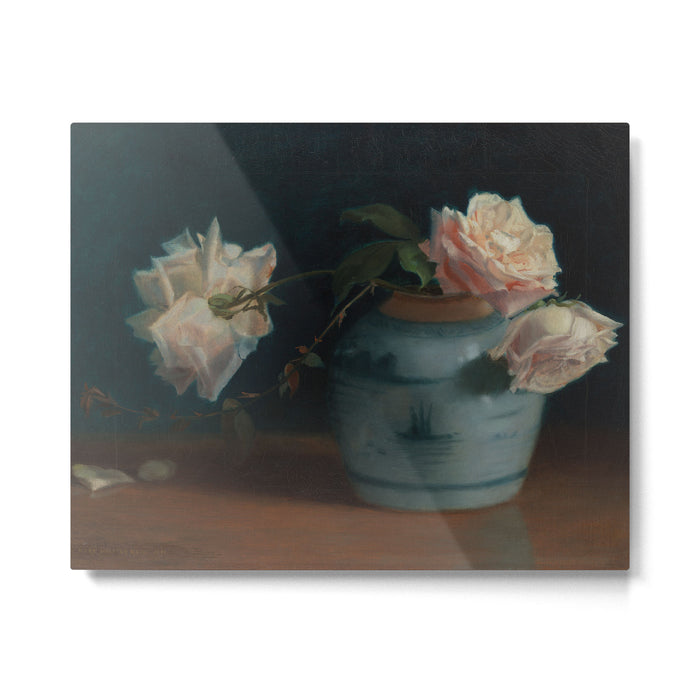 Roses in a Vase by Mary Hiester Reid Metal Print Gallery Image 1