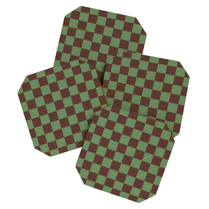 Sea Glass x Chocolate Mixed Checker Coaster Gallery Image 1