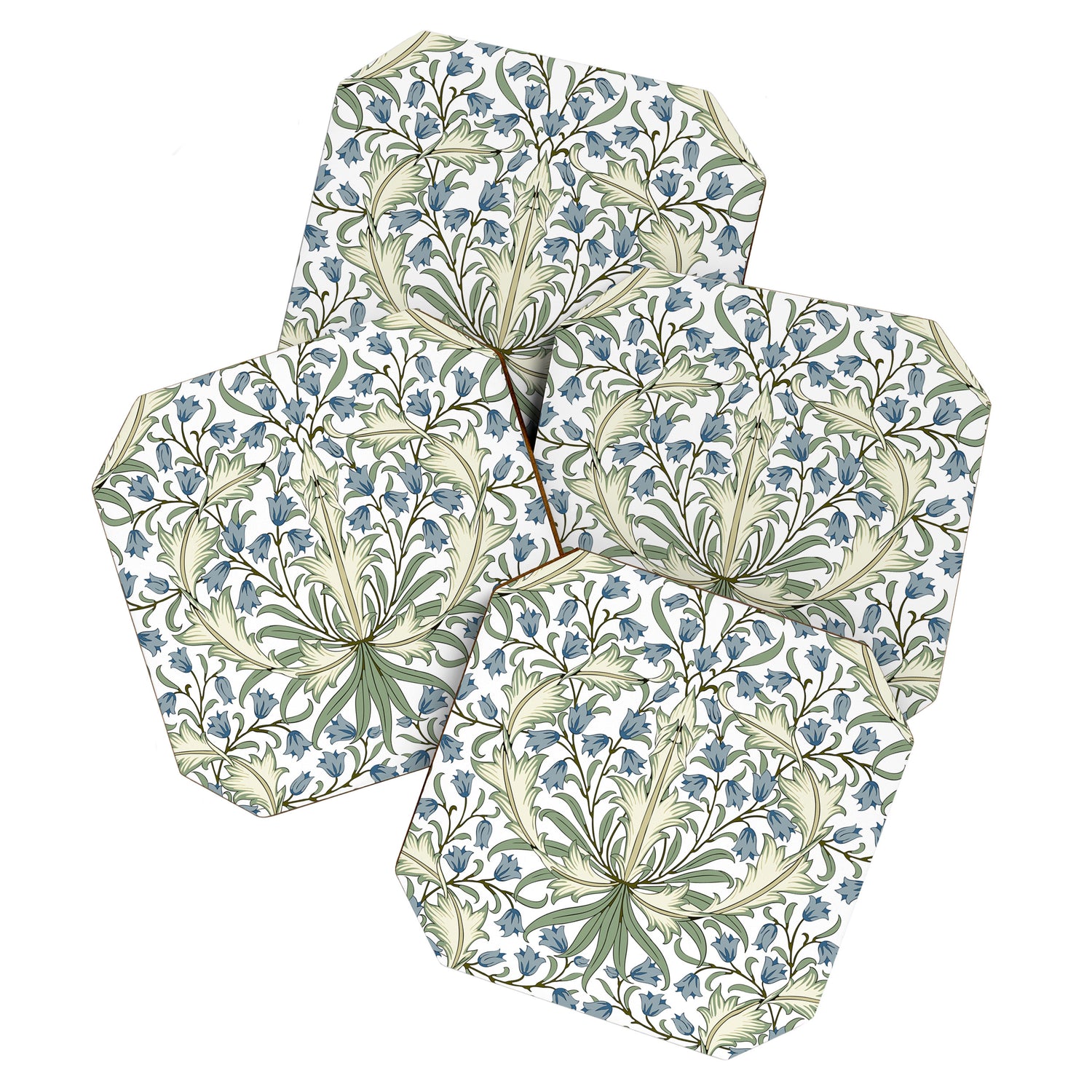 Vintage Bluebell Floral Blue Green by William Morris Coaster Gallery Image 1