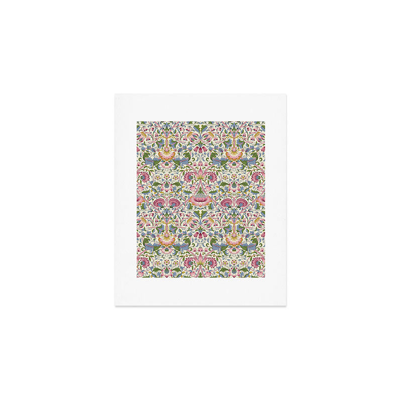Vintage Lodden Blush Pink and Woad Blue by William Morris Art Print Gallery Image 1